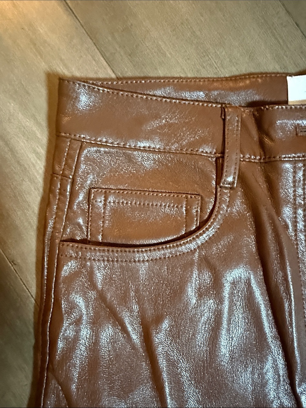 Wilfred Aritzia The Melina Pant Cognac Brown Vegan Leather Size 6 - Picture 5 of 10